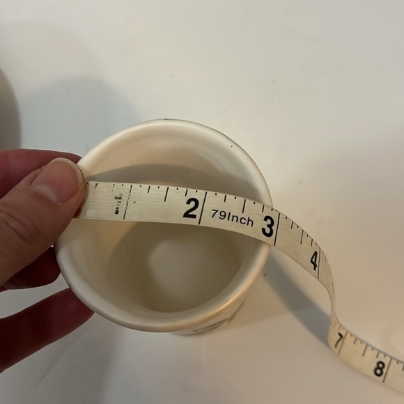 Ceramic Bathroom Soap and Brush Set Cream & Sage Floral Pottery Bowl & Cup - Picture 8 of 9